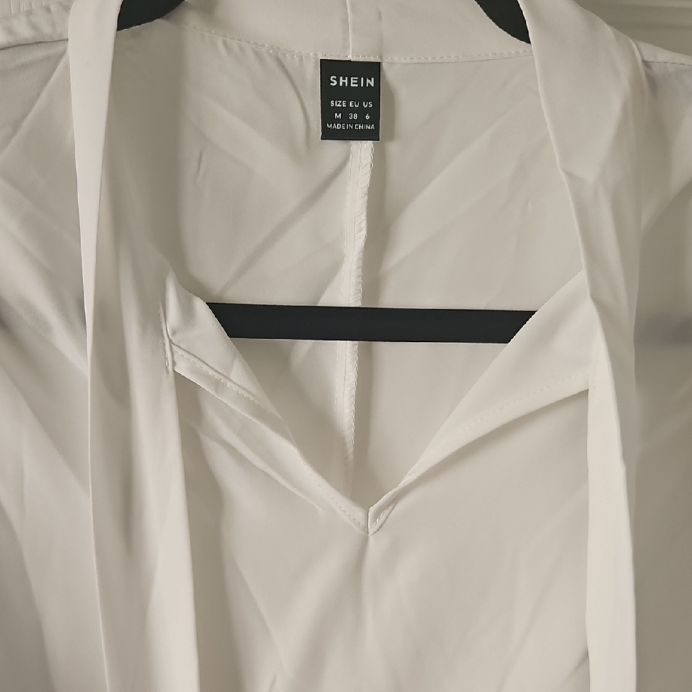 NWOT SHEIN White Bow Tie Blouse - Picture 6 of 6